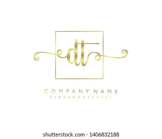 initials letter DT handwriting logo vector template