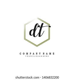 initials letter DT handwriting logo vector template