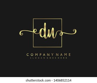 initials letter DU handwriting logo vector template