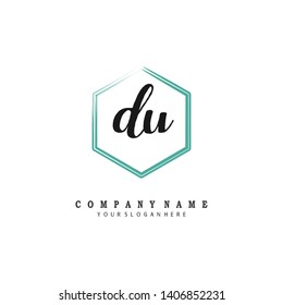 initials letter DU handwriting logo vector template