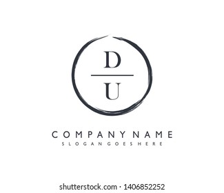 initials letter DU handwriting logo vector template