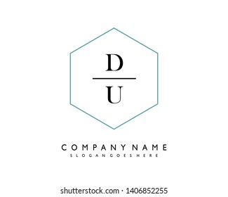 initials letter DU handwriting logo vector template