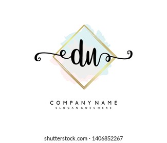 initials letter DU handwriting logo vector template