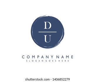 initials letter DU handwriting logo vector template