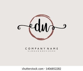 initials letter DU handwriting logo vector template