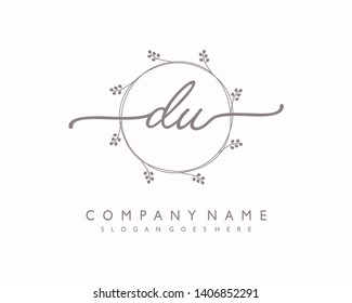 initials letter DU handwriting logo vector template