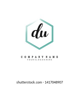 initials letter DU handwriting logo vector template