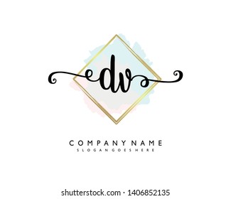 initials letter DV handwriting logo vector template