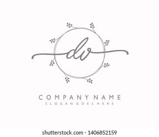 initials letter DV handwriting logo vector template