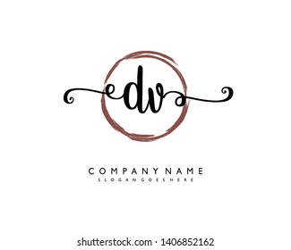 initials letter DV handwriting logo vector template
