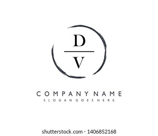 initials letter DV handwriting logo vector template
