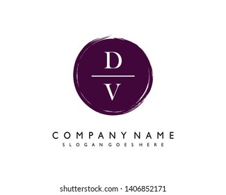 initials letter DV handwriting logo vector template