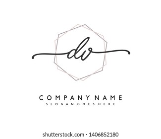 initials letter DV handwriting logo vector template