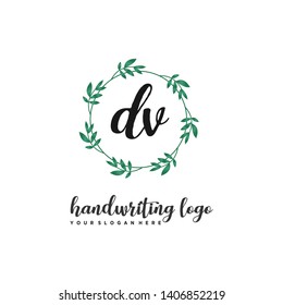 initials letter DV handwriting logo vector template