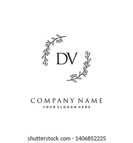 initials letter DV handwriting logo vector template