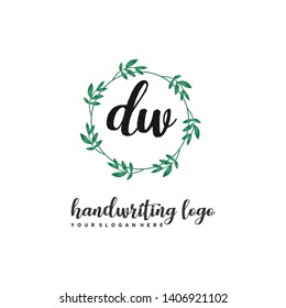 initials letter DW handwriting logo vector template