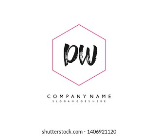 initials letter DW handwriting logo vector template