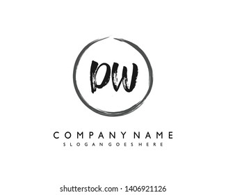 initials letter DW handwriting logo vector template