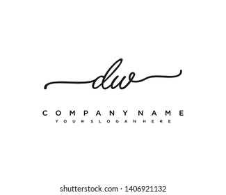 initials letter DW handwriting logo vector template