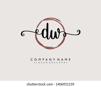 initials letter DW handwriting logo vector template