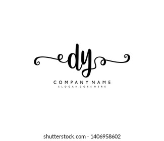 initials letter DY handwriting logo vector template