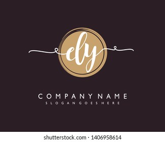 initials letter DY handwriting logo vector template