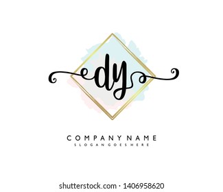 initials letter DY handwriting logo vector template