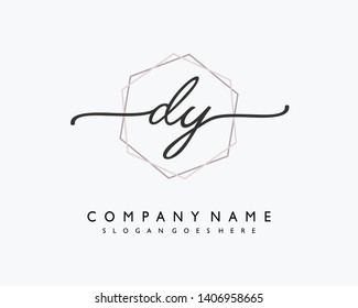 initials letter DY handwriting logo vector template