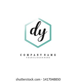 initials letter DY handwriting logo vector template