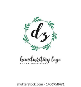 initials letter DZ handwriting logo vector template