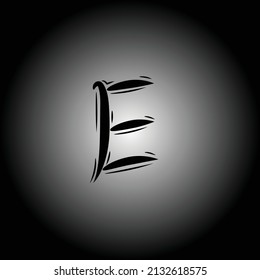 Iniciales de la letra E con un dibujo a mano alzada negro