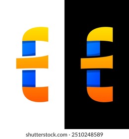 initials letter e colorful logo design 