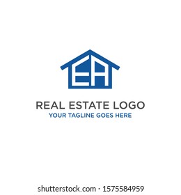 the initials letter EA for the vector real estate logo