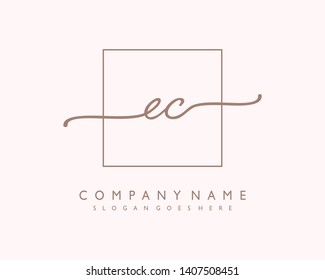 initials letter EC handwriting logo vector template