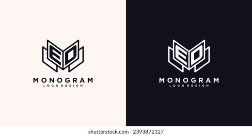 Letra inicial libro ED estudio monograma diseño de línea de iconos ilustración vectorial