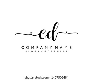 initials letter ED handwriting logo vector template