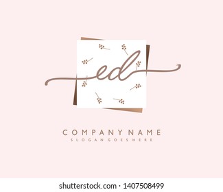 initials letter ED handwriting logo vector template