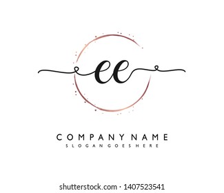 initials letter EE handwriting logo vector template