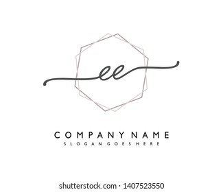 initials letter EE handwriting logo vector template