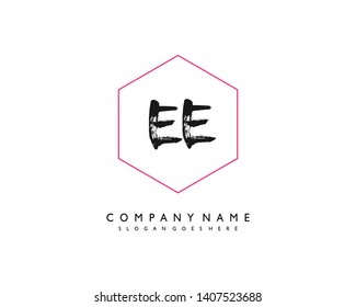 initials letter EE handwriting logo vector template