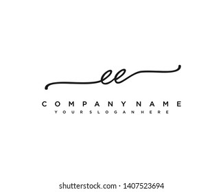 initials letter EE handwriting logo vector template