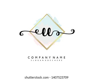 initials letter EE handwriting logo vector template
