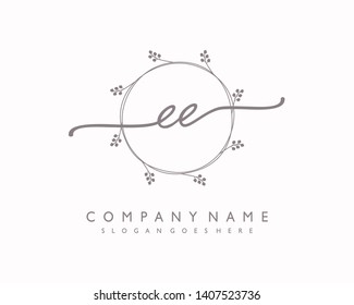 initials letter EE handwriting logo vector template