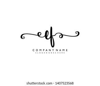 initials letter EF handwriting logo vector template