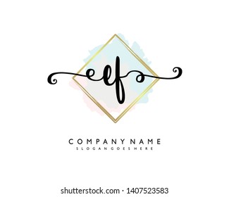 initials letter EF handwriting logo vector template