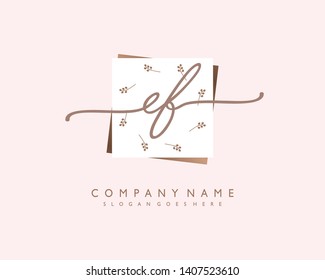 initials letter EF handwriting logo vector template