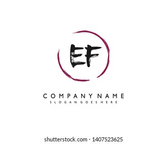 initials letter EF handwriting logo vector template