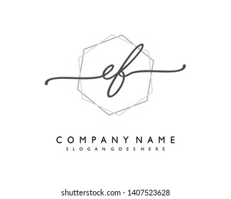 initials letter EF handwriting logo vector template