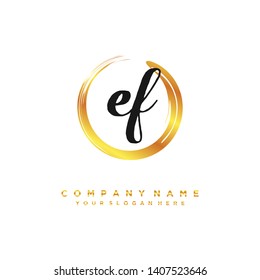 initials letter EF handwriting logo vector template