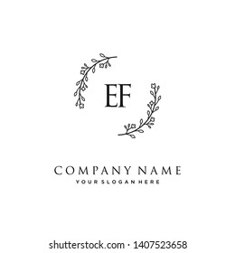 initials letter EF handwriting logo vector template